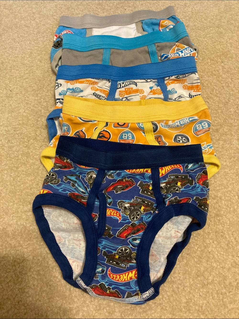 Hot Wheels Boys' Briefs Pack — Blue, Yellow, Gray, White